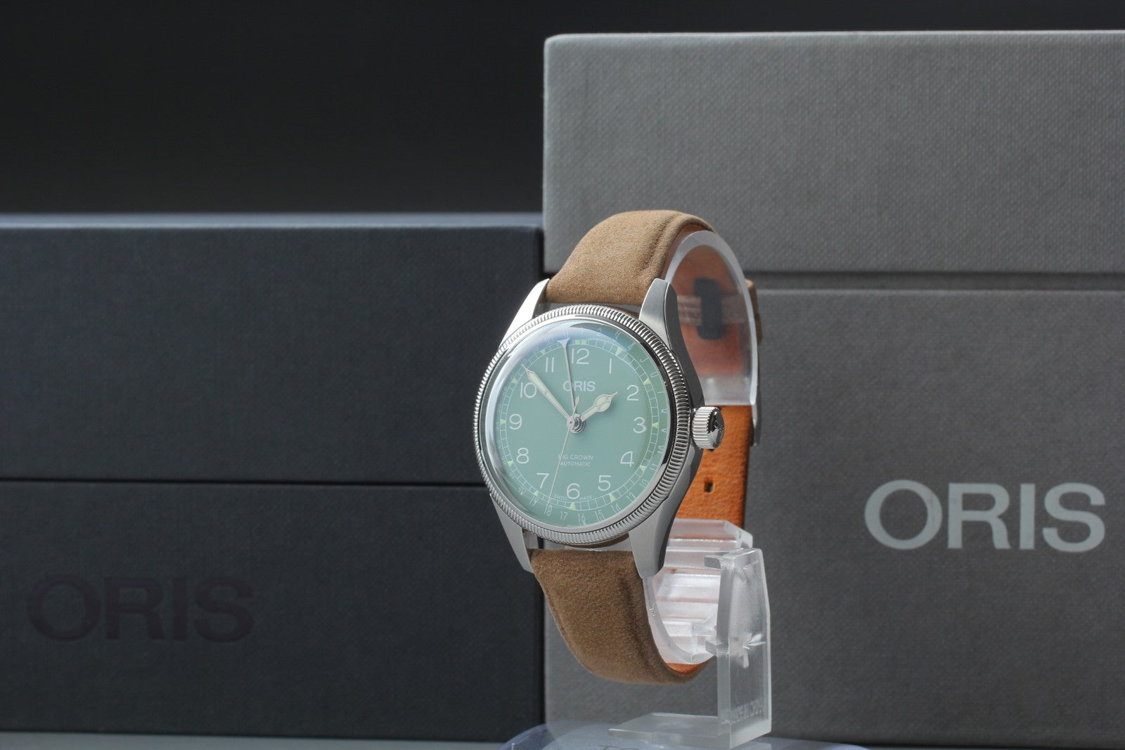 [Near MINT- Box] ORIS Big Crown Pointer Date 7749 Green 35mm AT Unisex Watch