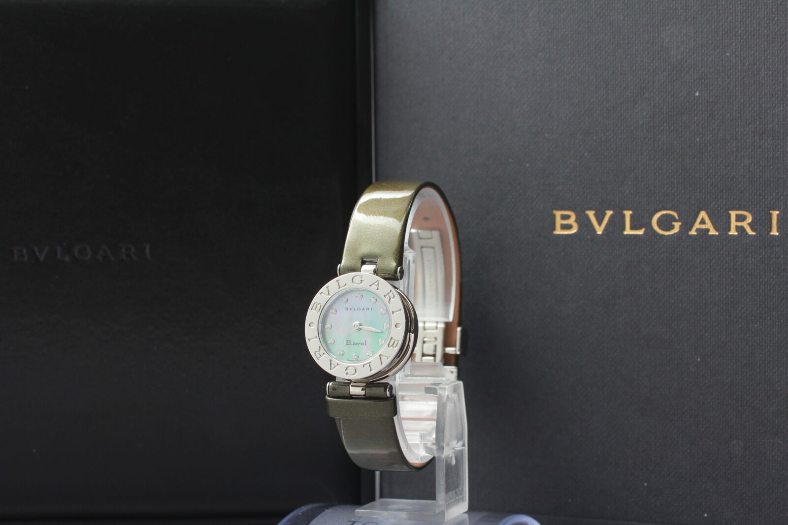 New Battery [N MINT- Box] BVLGARI B.zero1 BZ22S 12P Diamond Blue shell Qz Watch