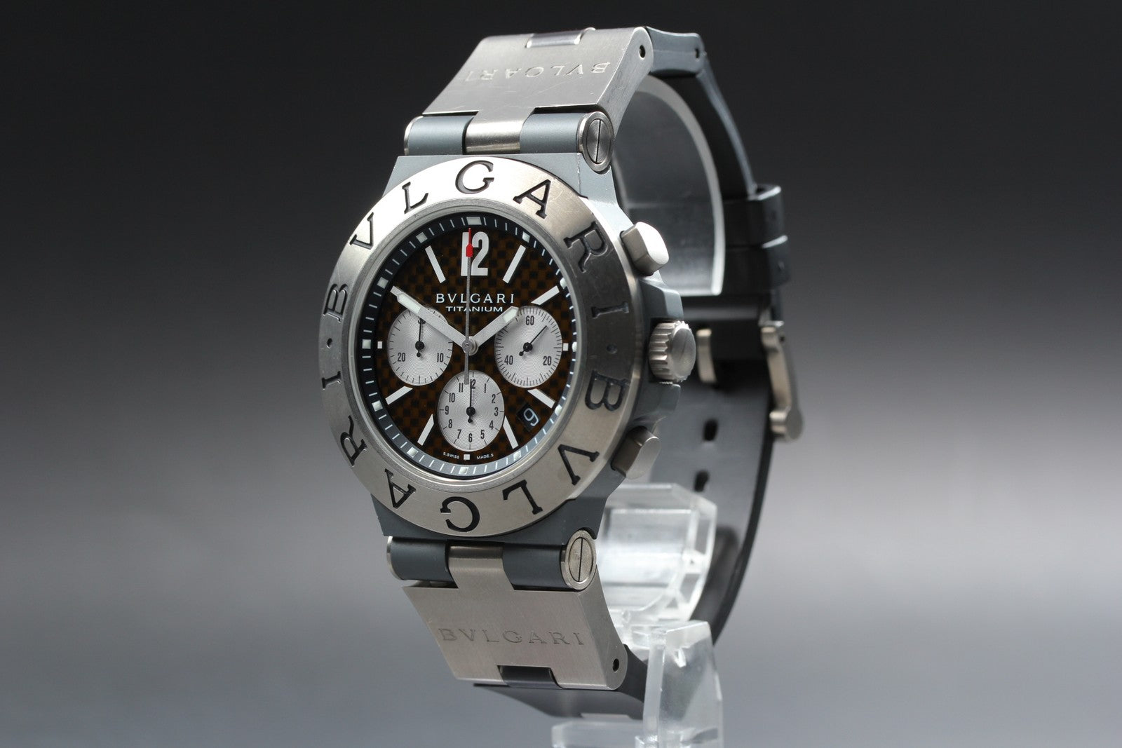 BVLGARI Diagono TI44TACH Automatic Chronograph Carbon Men's Watch 44mm JAPAN