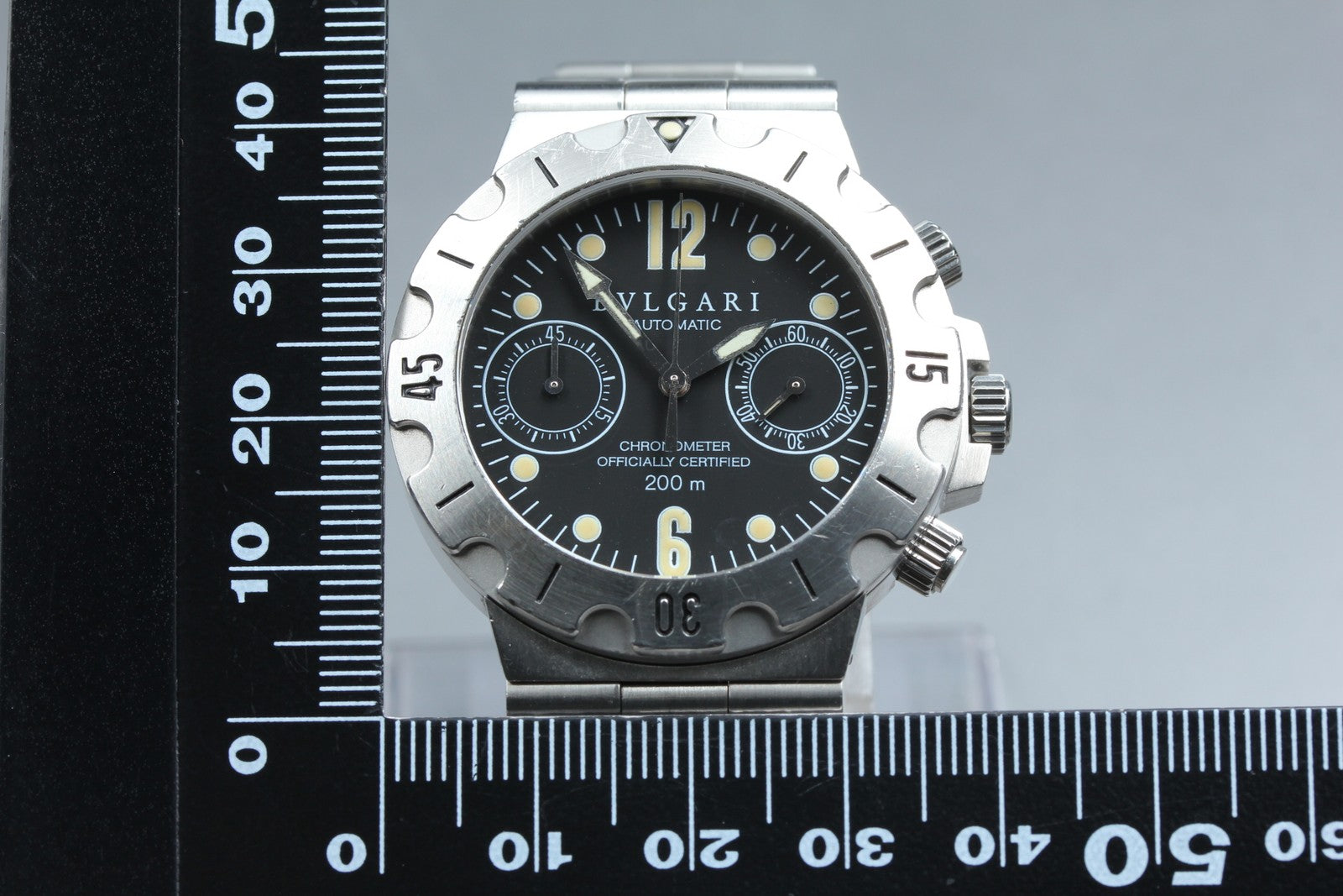 BVLGARI Diagono Scuba SC38S Chronograph Automatic Black Boy's Watch 39mm JAPAN
