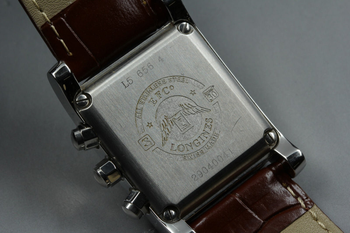 LONGINES Dolce Vita L5.656.4 Chronograph Quartz Silver Men's Watch 28mm JAPAN