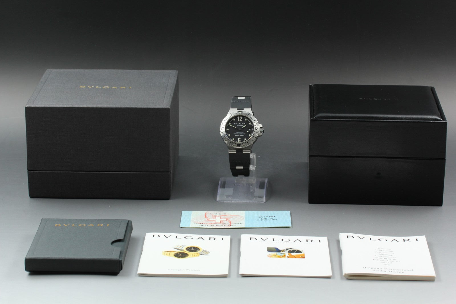 BVLGARI Diagono Scuba SD40S Date black Dial Automatic Men's Watch JAPAN Box