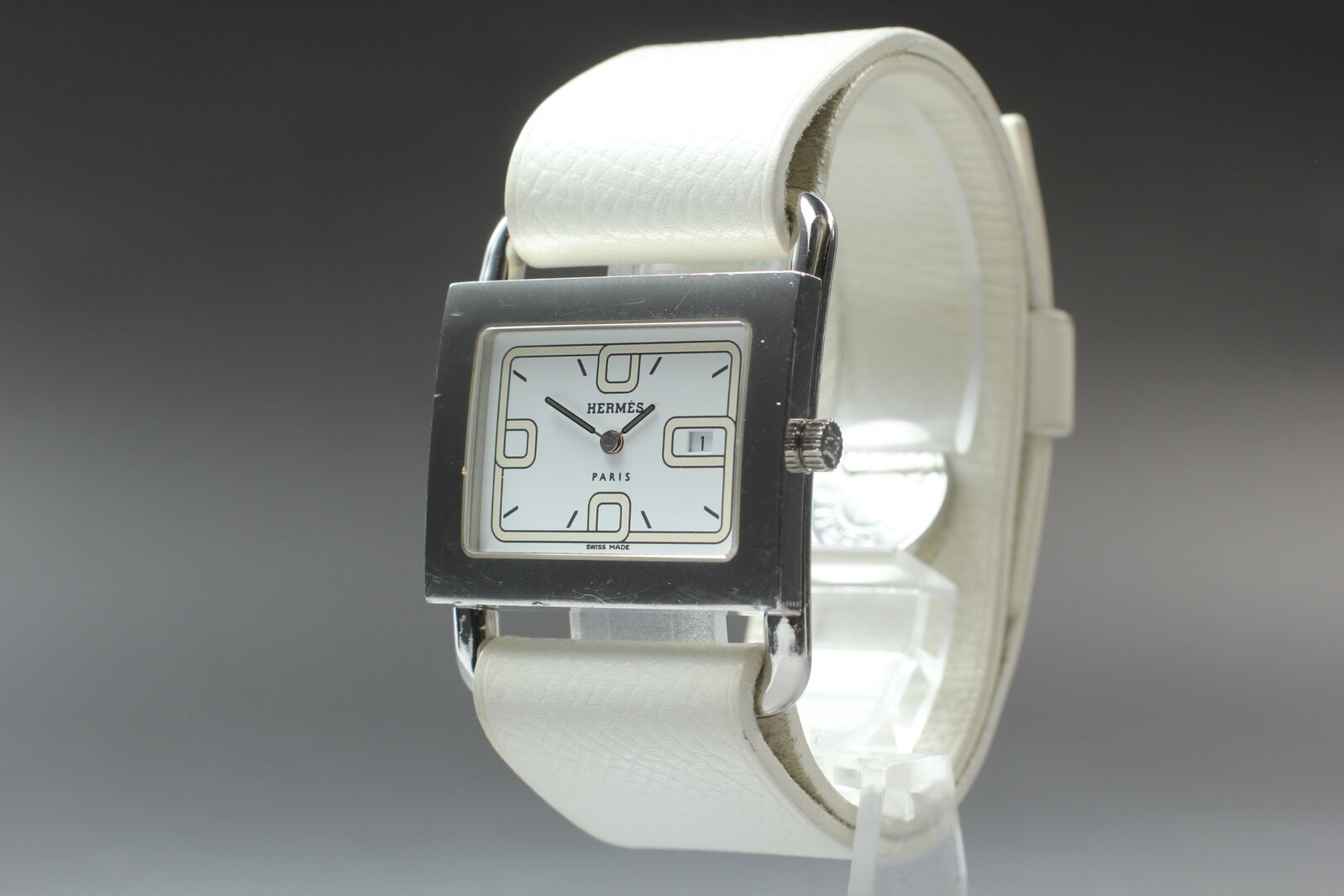 New Battery [ Exc+5 Box] HERMES Valenia BA1.510 Silver 32mm Qz Women's Watch JP