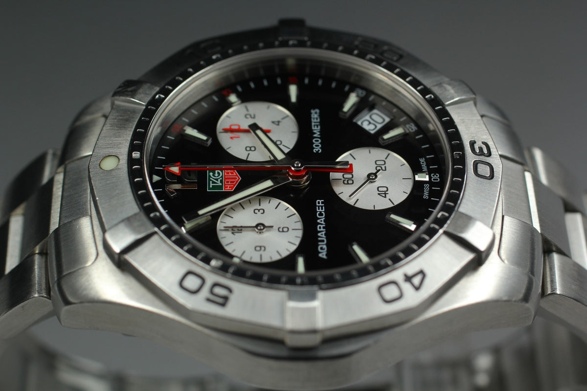 [Exc+5] Tag Heuer Aquaracer CAF1110 Chronograph Black Quartz Men’s Watch JAPAN