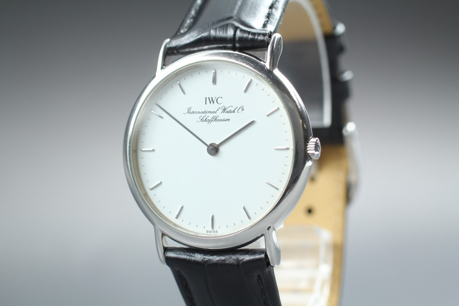 [Exc+5] IWC Portofino 3331 Cal.22105 33mm White Dial Black Quartz Men's Watch