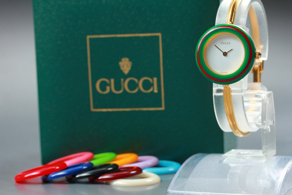 New Batt GUCCI Change Bezel 11/12.2 12Color Quartz White Women's Watch JAPAN
