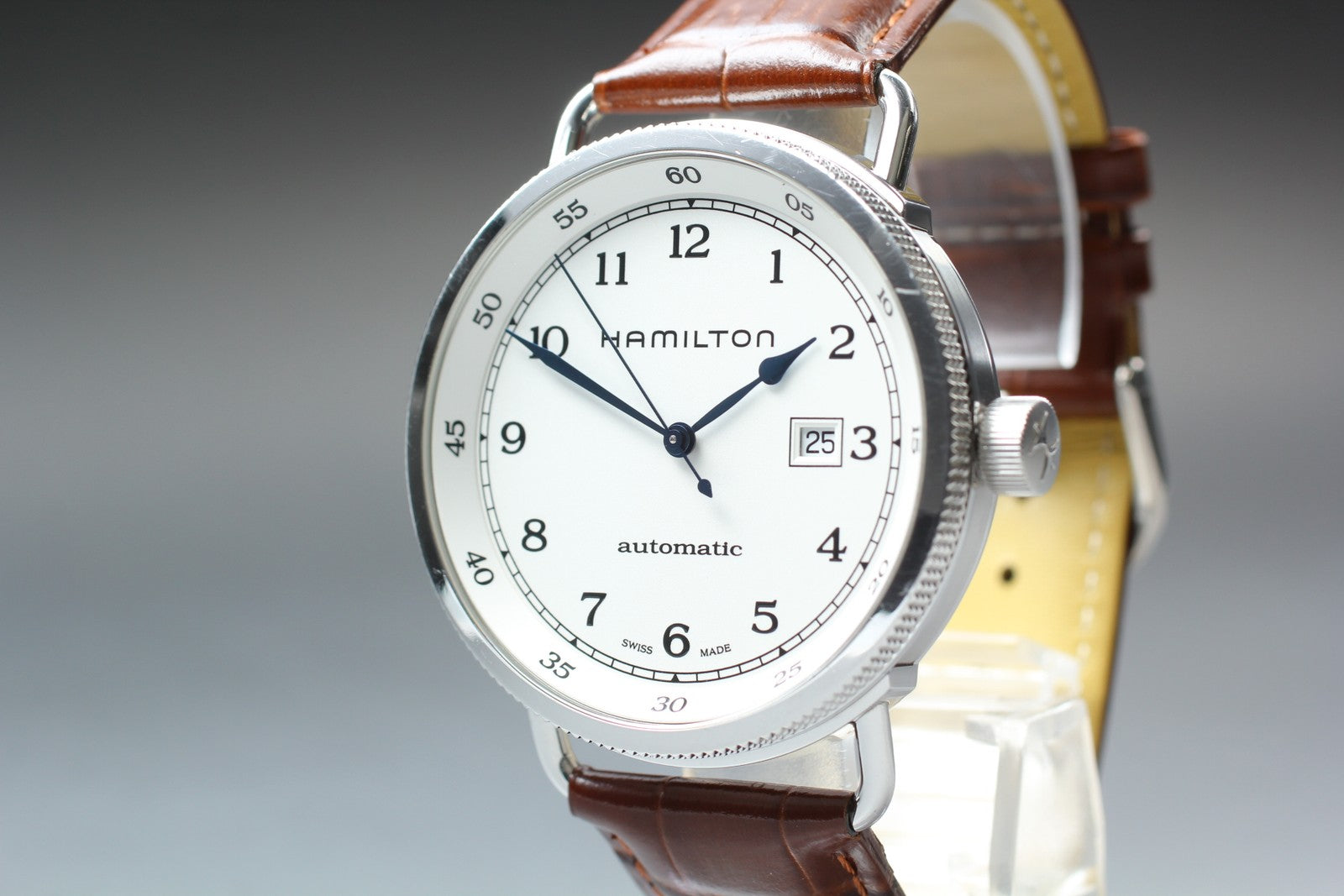 Hamilton Khaki Pioneer H777150 43mm White Dial Brown Automatic Men's Watch [Box]