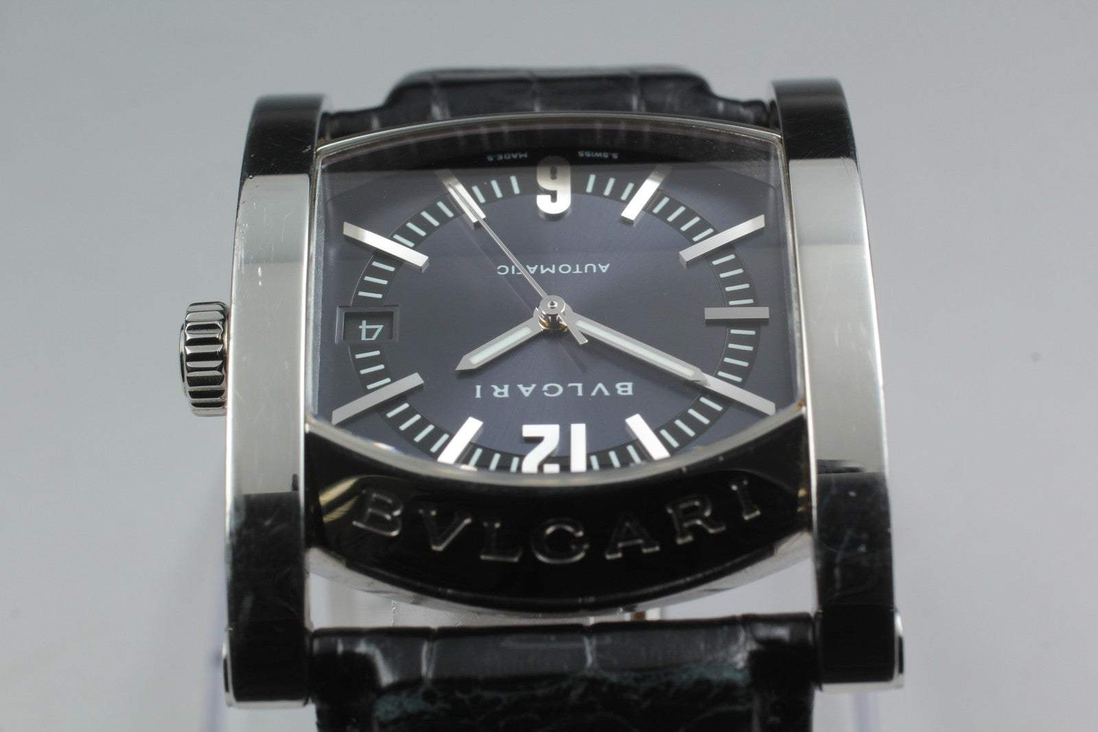 N MINT*Box BVLGARI Assioma AA44S Black Automatic Men's Watch 34mm From JAPAN