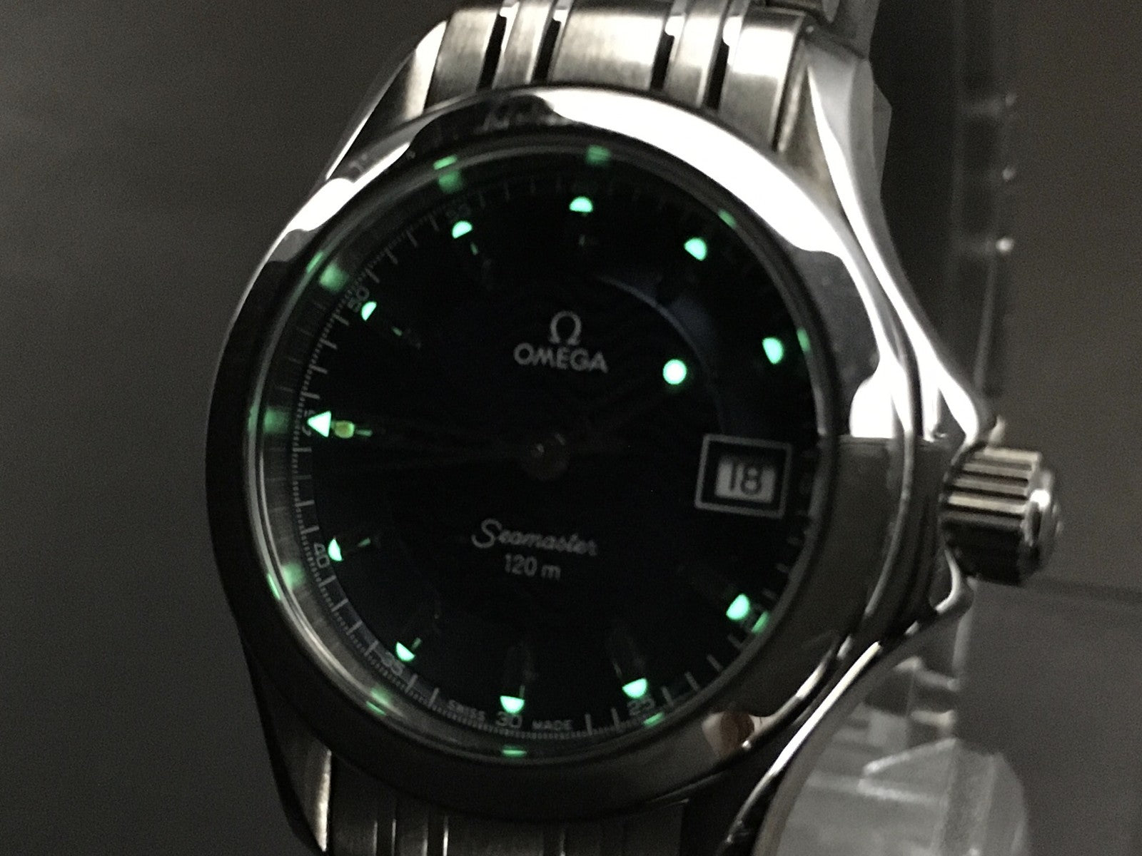 Vintage OMEGA Seamaster 120m 2581.81 Blue Quartz Women's Watch 26mm  JAPAN Box