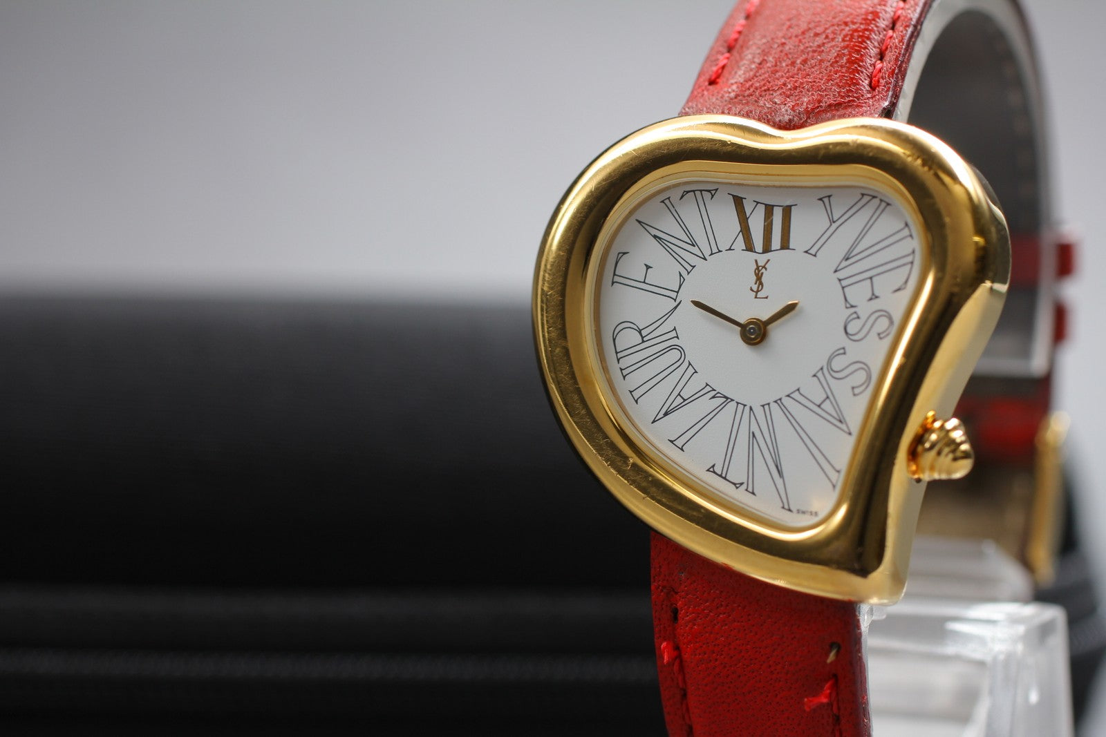 Overhauled [Exc+4] Yves Saint Laurent Heart Gold Red 30mm Women's Watch Quartz
