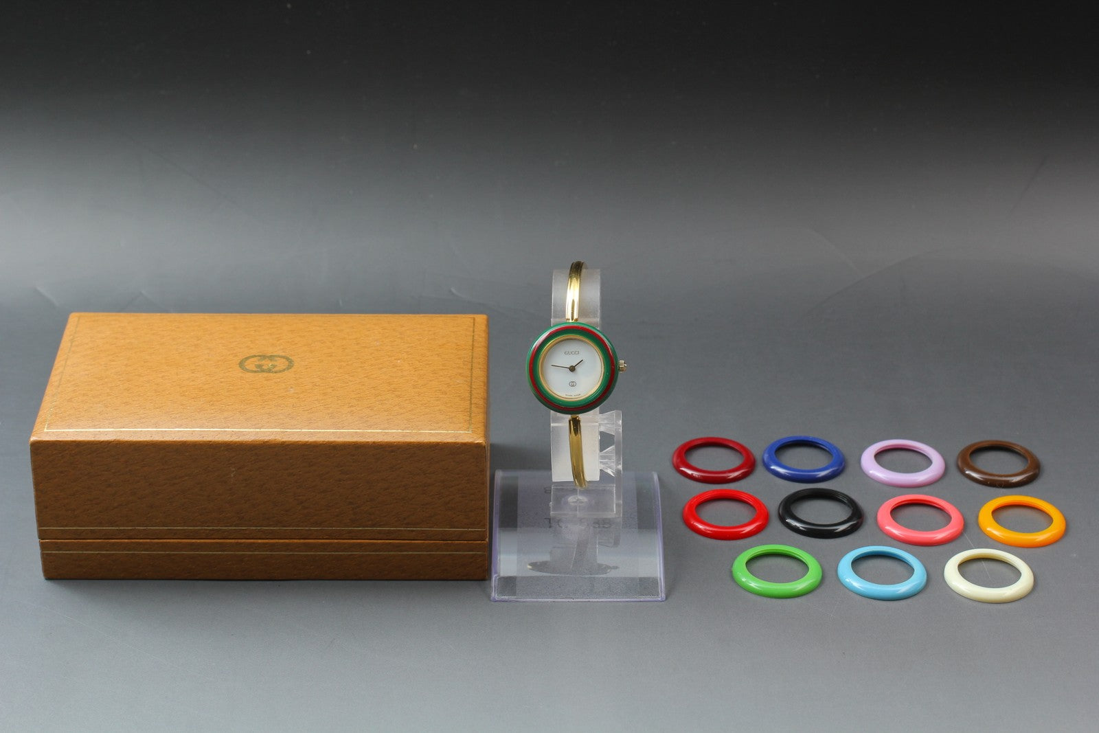 Vintage Gucci Change Bezel 1100-L 12 Colors Gold Women's Quartz Watch [w/Box]