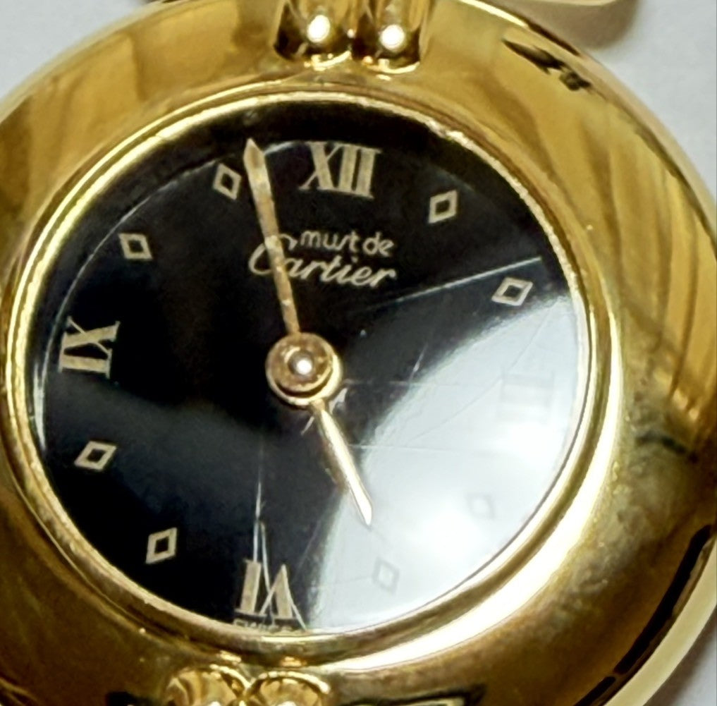 Cartier Must Colisee Vermeil 590002 Black Gold Women's Quartz Watch Vintage
