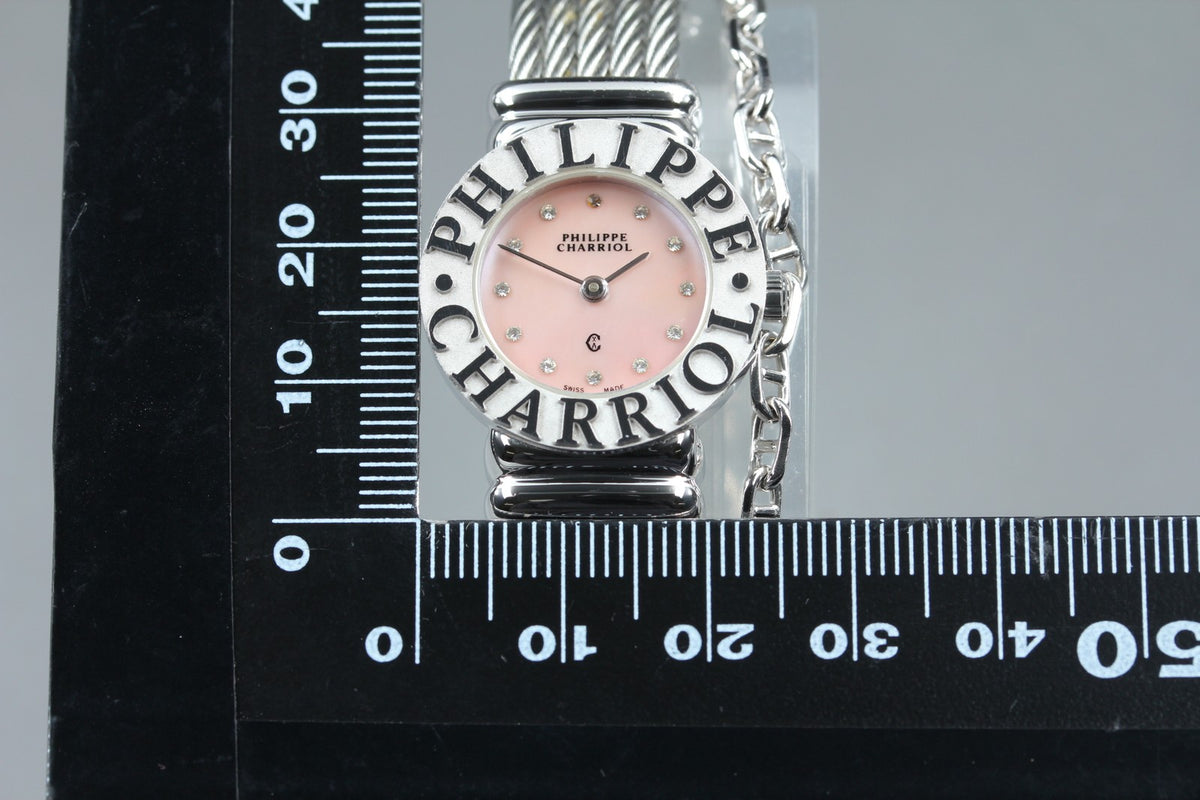 PHILIPPE CHARRIOL St.Tropez Pink 12P Stones 6009908 24mm Qz Women's Watch [Box]