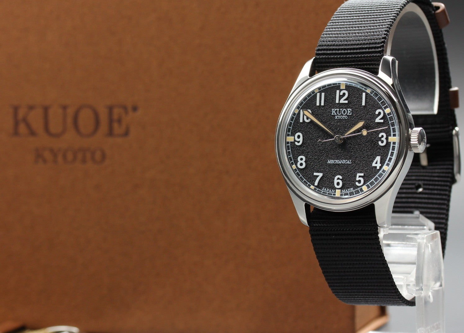 KUOE KYOTO OLD SMITH 90-002 35mm Black Automatic Men's Watch JAPAN [Box]