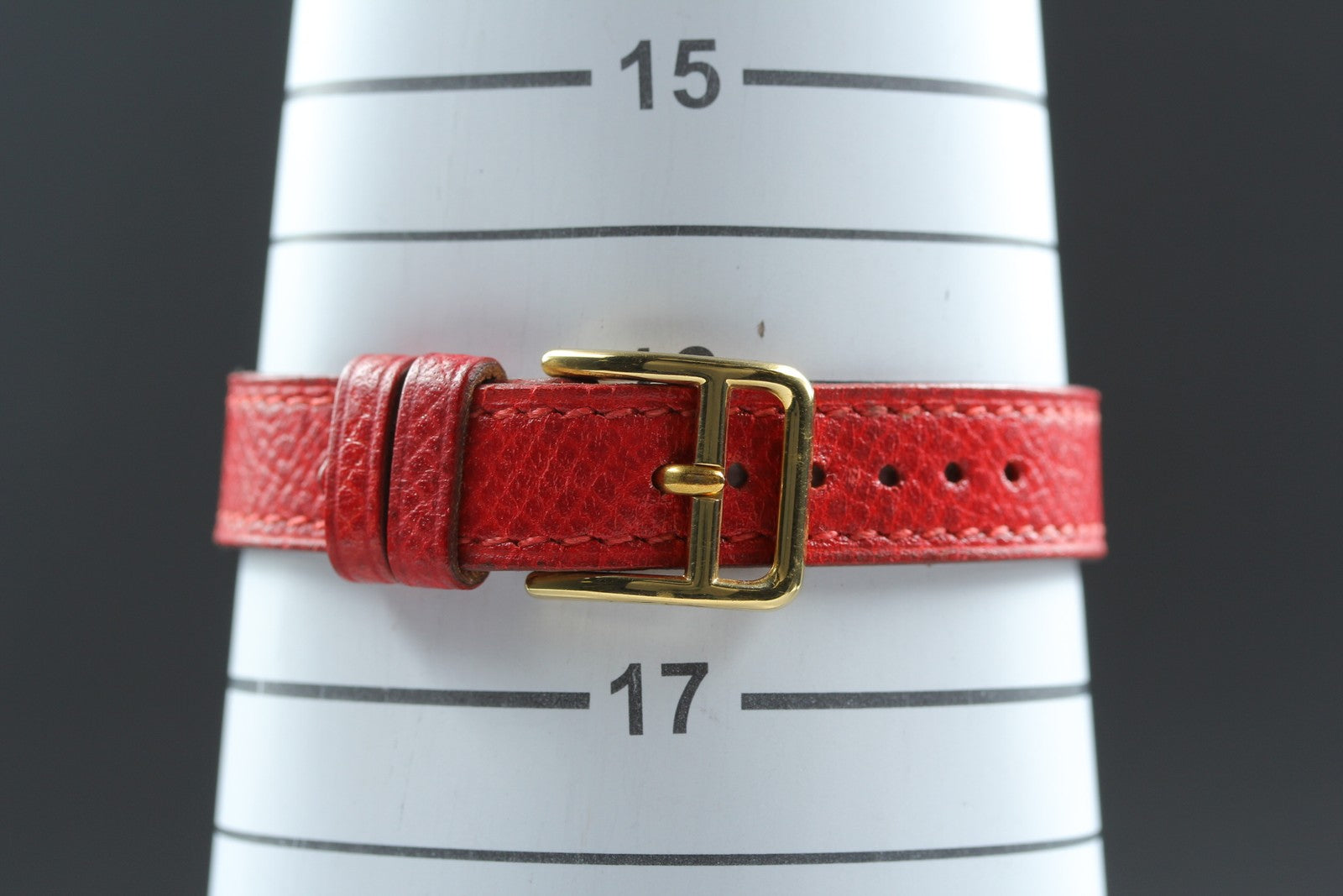 [Overhauled] HERMES Kelly Watch Gold Dial Red Leather "W" Woman's Watch Quartz