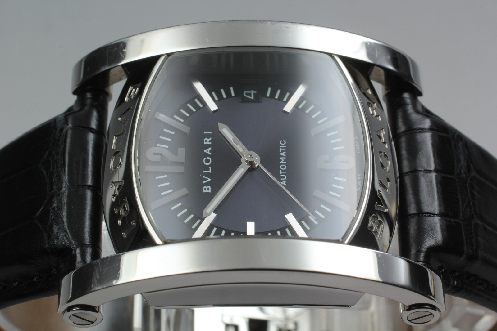 N MINT*Box BVLGARI Assioma AA44S Black Automatic Men's Watch 34mm From JAPAN