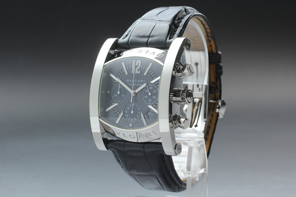 [Exc+5] BVLGARI Assioma AA48SCH Chronograph Black 38mm Automatic Men's Watch