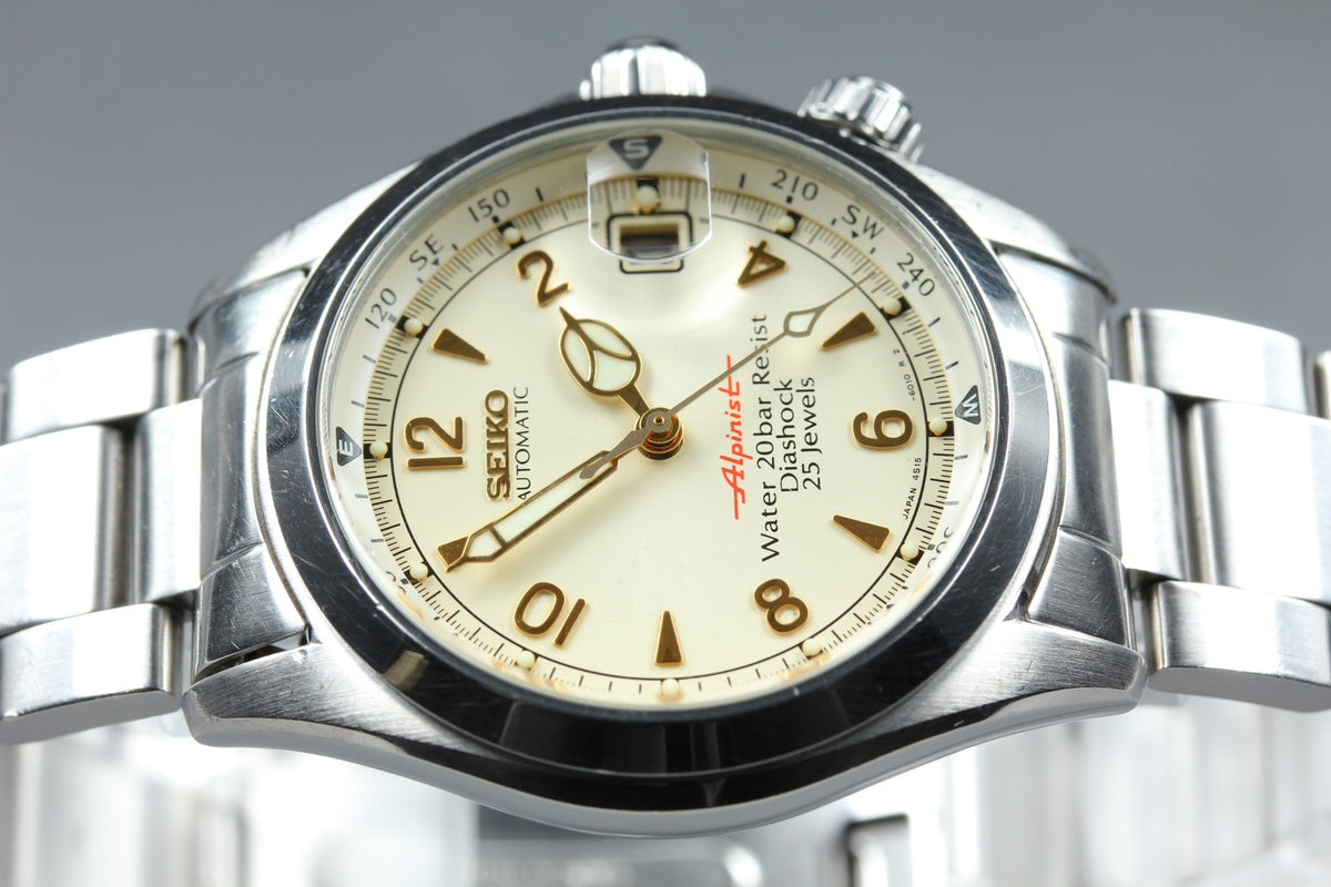 [Overhauled] SEIKO Red Alpinist 4S15-6000 SCVF007 Cream Automatic Men's JAPAN