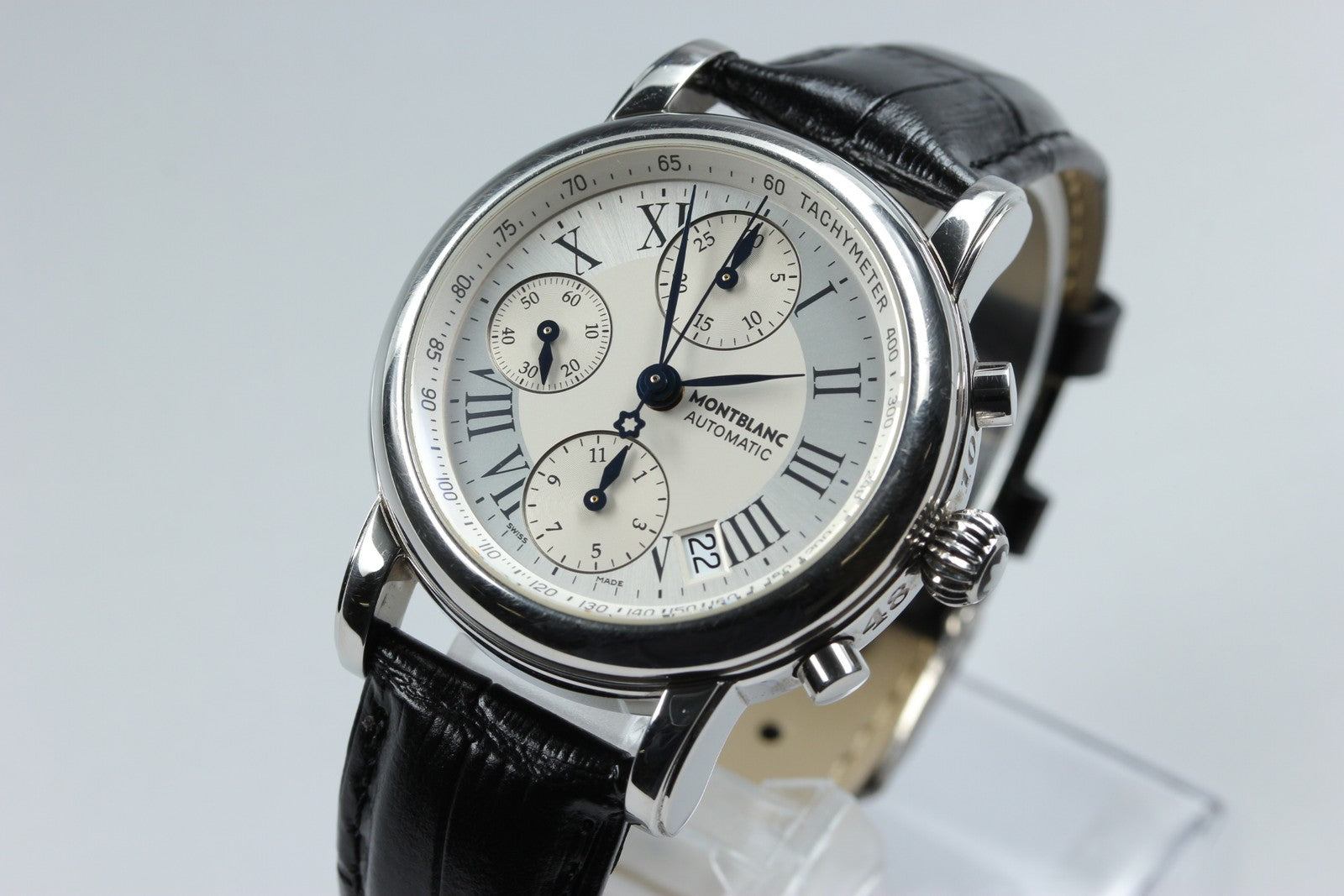 MONTBLANC Meisterstuck 7016 Automatic Chronograph Silver Men's Watch 38mm JAPAN