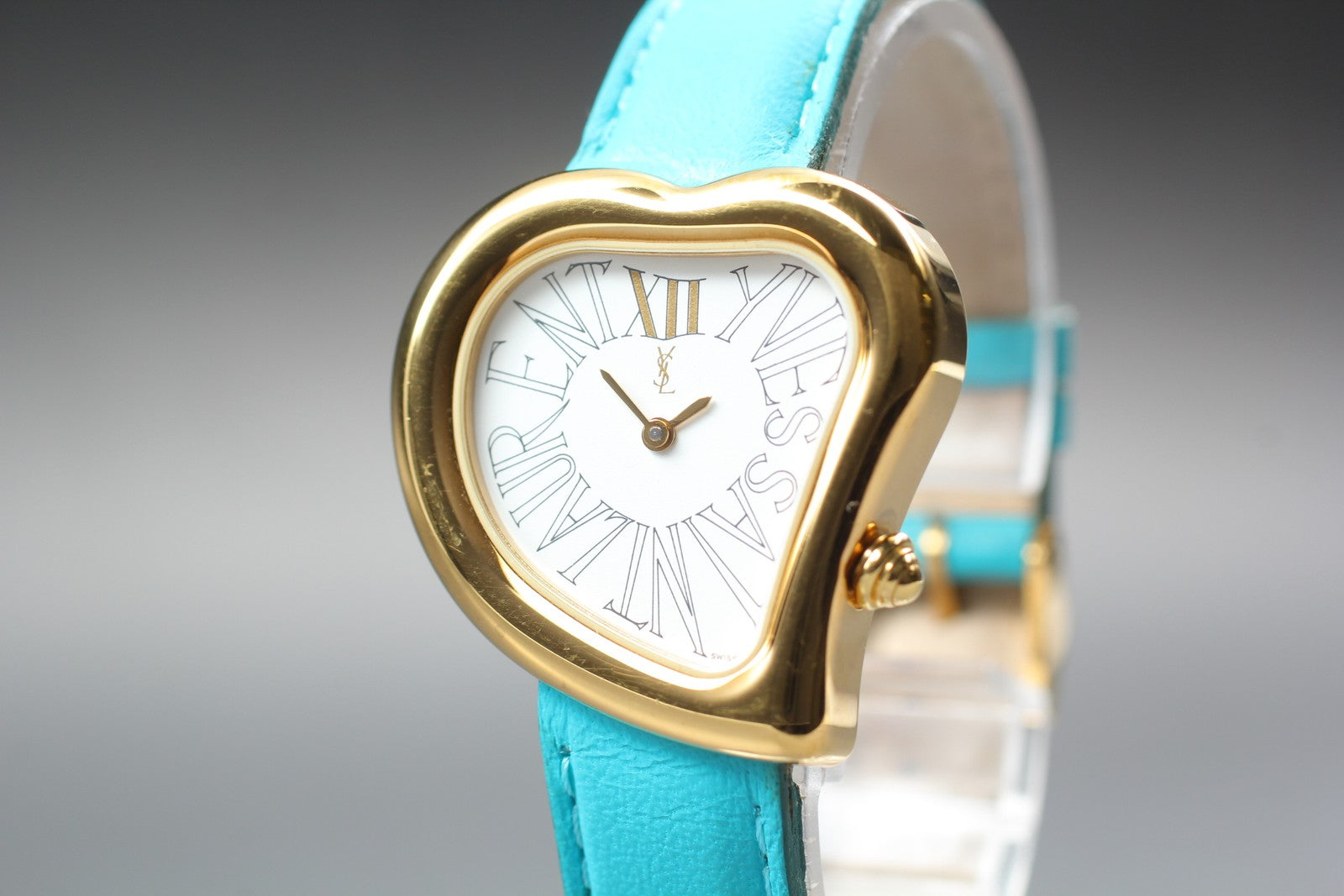 [Exc+5 Box] Yves Saint Laurent Heart Gold Turquoise 30mm Women's Watch Quartz