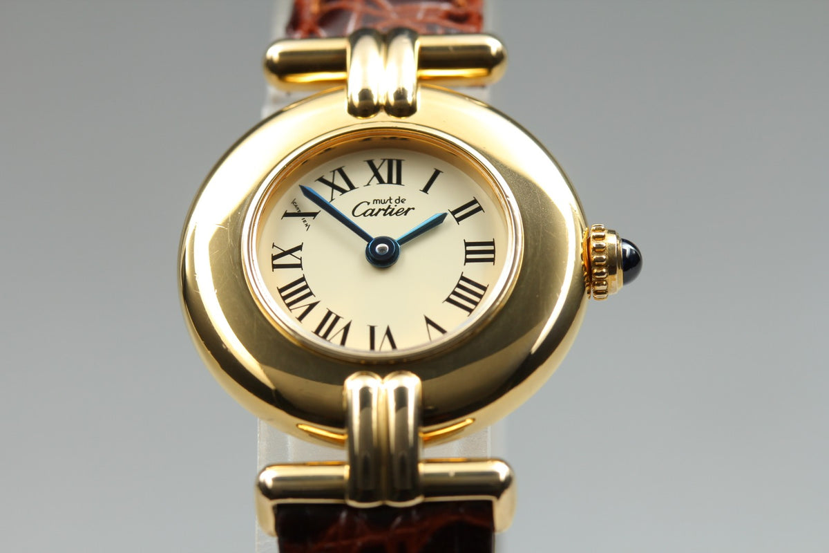 Cartier Must Colisee Vermeil 590002 Brown Gold Women's Quartz Watch Vintage