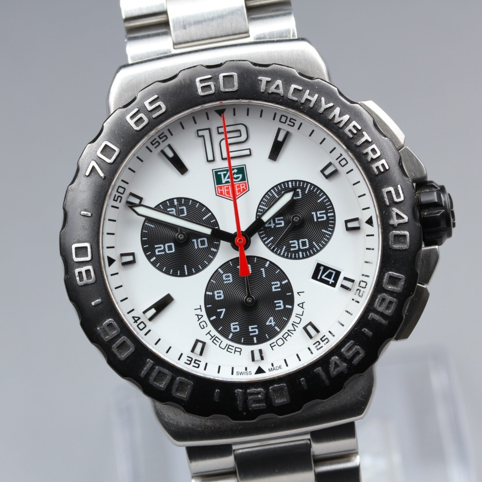 TAG HEUER Formula 1 CAU1111 Quartz White Dial Date Men's Watch 42mm JAPAN