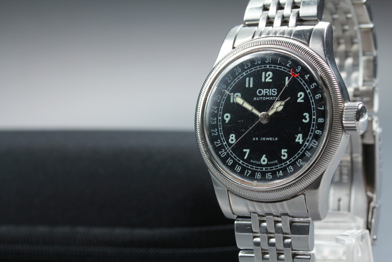 Vintage ORIS Big Crown Pointer Date 7543 Black Men's Automatic Watch 40mm Exc+4