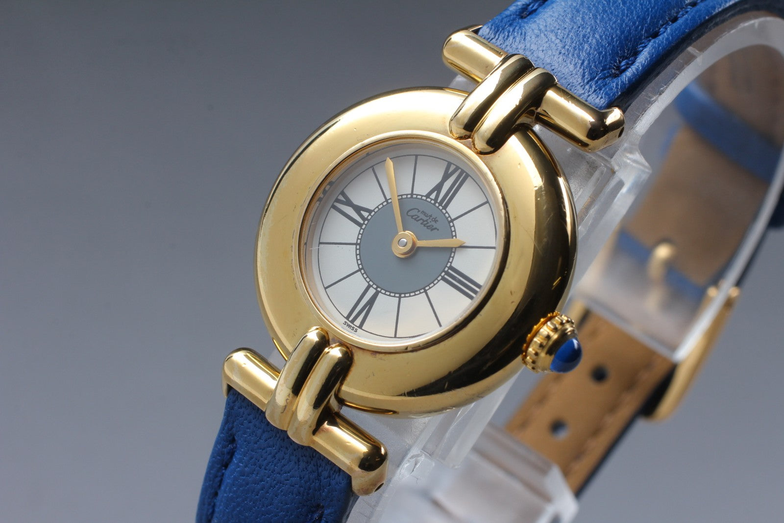 Vintage [Exc+5] Cartier Must Colisee Vermeil 590002 Blue Women's Quartz Watch