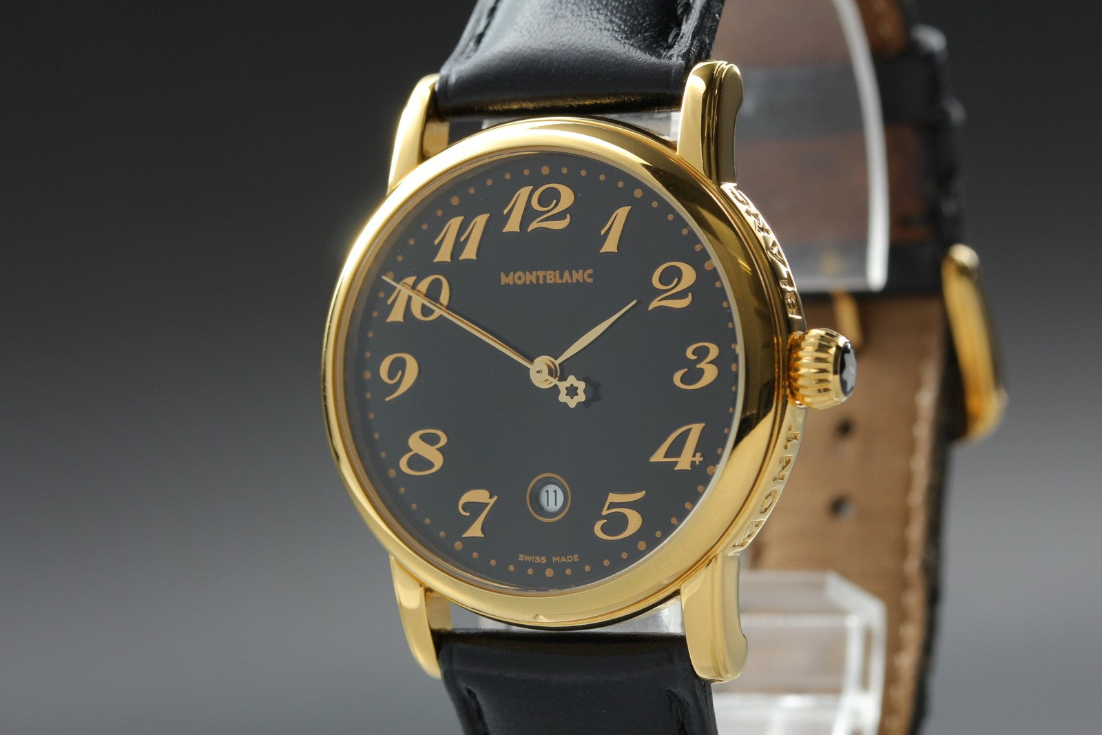 New Batt MONTBLANC Meisterstuck 7005 Quartz Black Men's Watch 31mm JAPAN Box