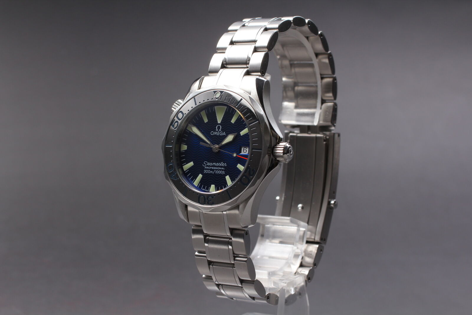 Overhauled [N MINT- Box] OMEGA Seamaster 300 2263.80 Blue Dial Qz Boy's Watch JP