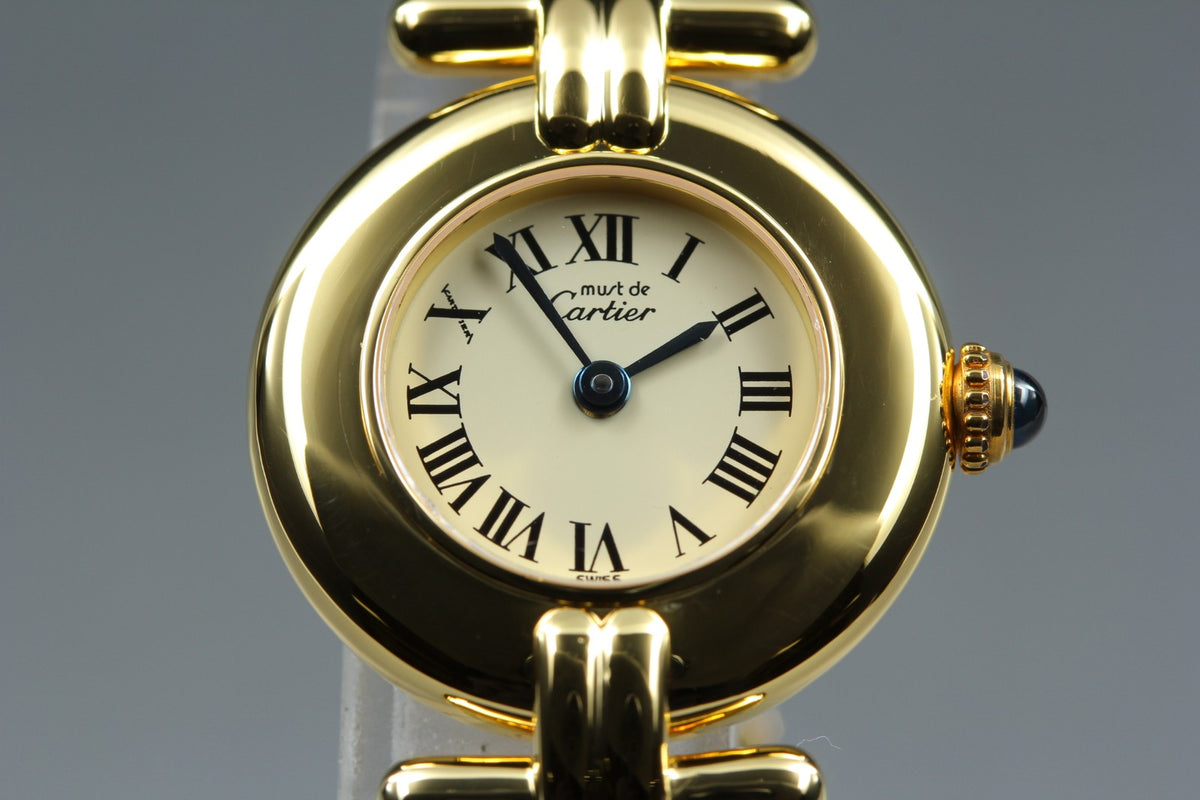 Cartier Must Colisee Vermeil 590002 Green Gold Women's Qz Watch Vintage [Box]