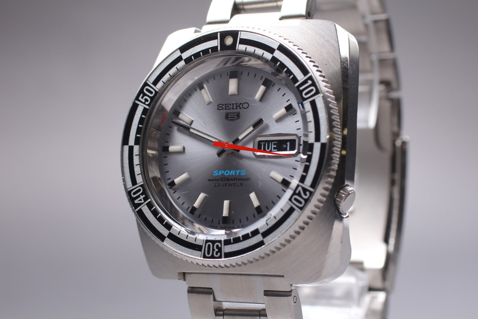 Exc+4 SEIKO 5 Sports 7S36-0070 Silver Dial Rally Diver Analog Men’s Watch JAPAN