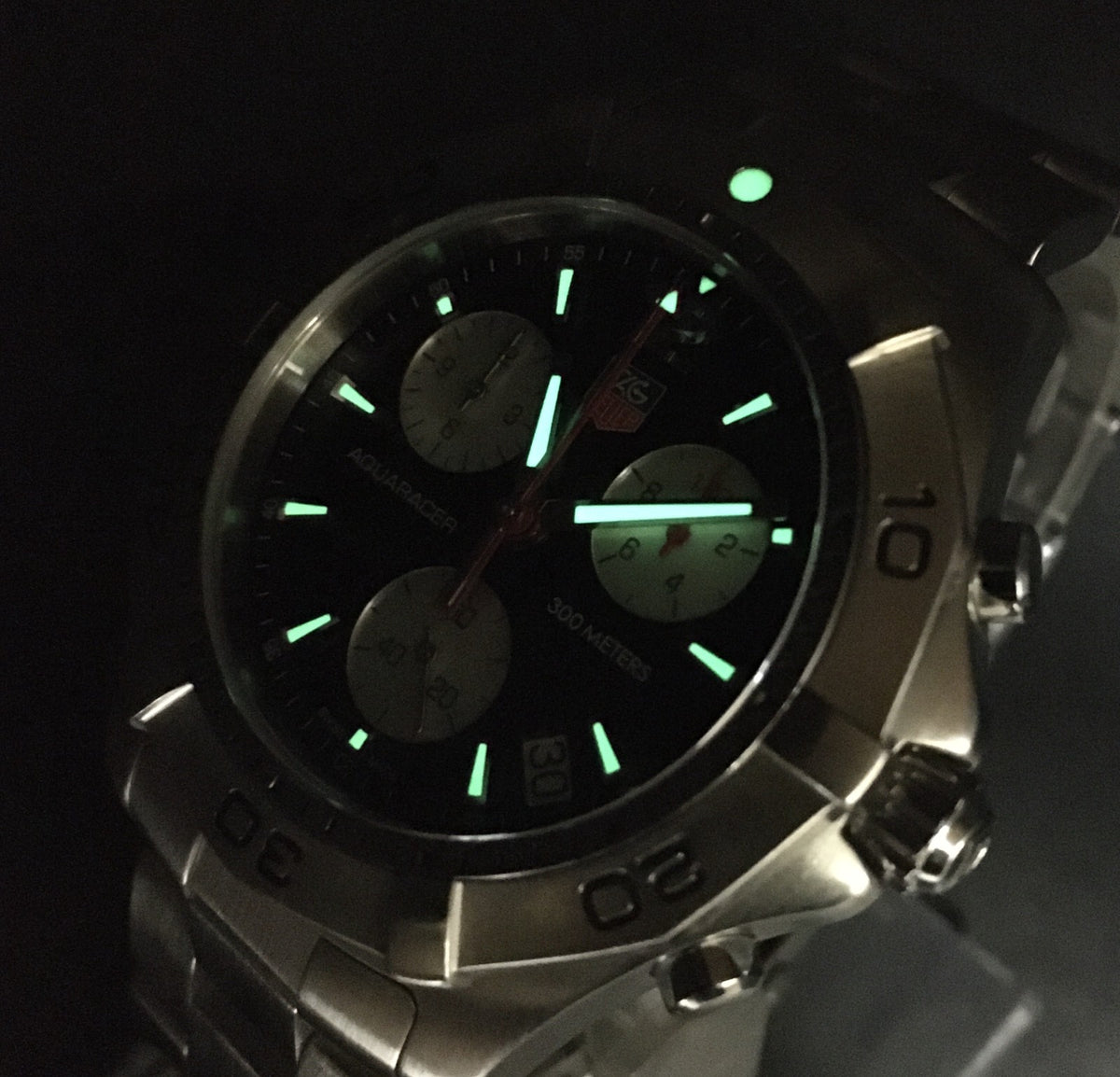 [Exc+5] Tag Heuer Aquaracer CAF1110 Chronograph Black Quartz Men’s Watch JAPAN