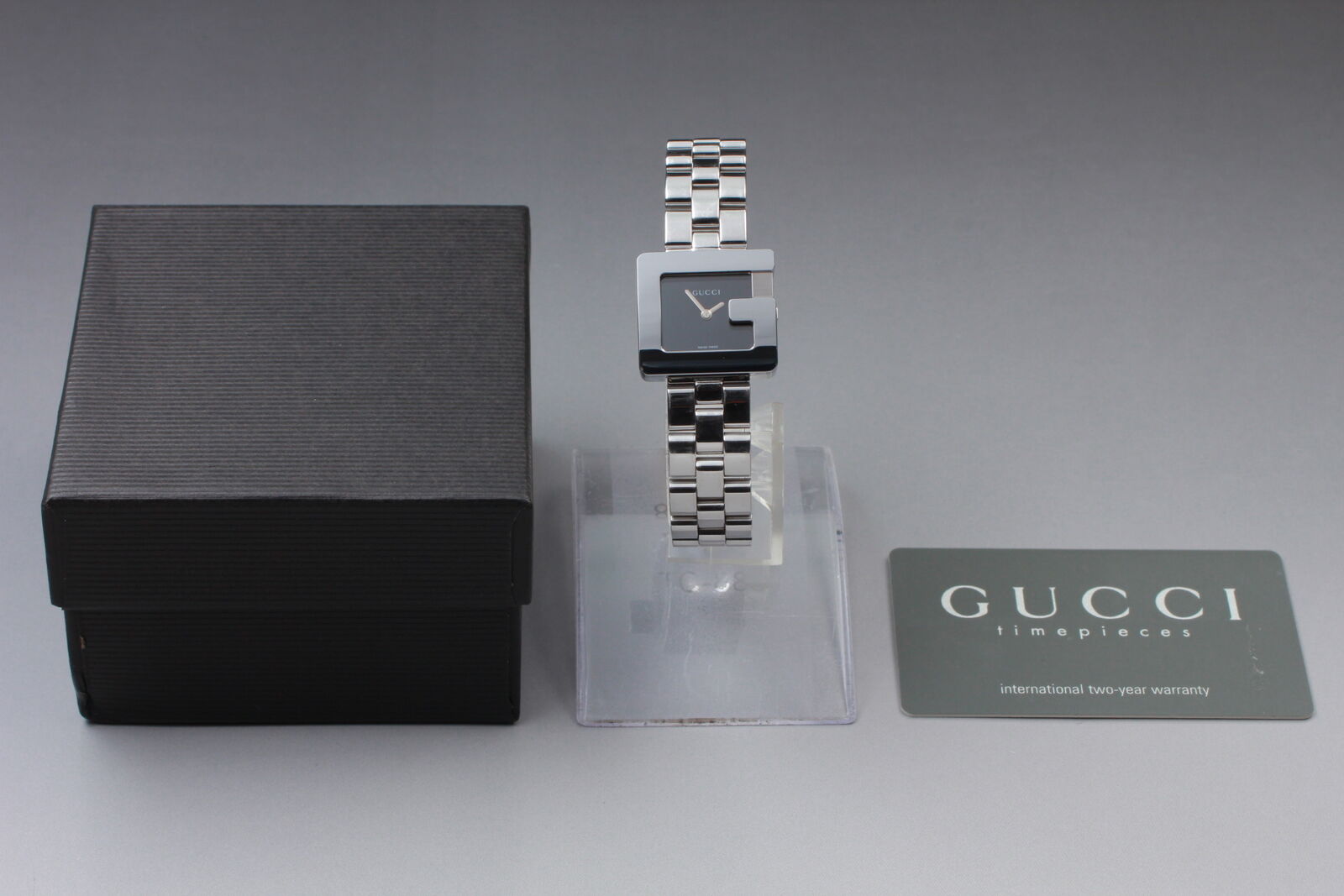 New Battery [Exc+5] Gucci 3600L G Face Black Dial Woman's Quartz Watch JAPAN