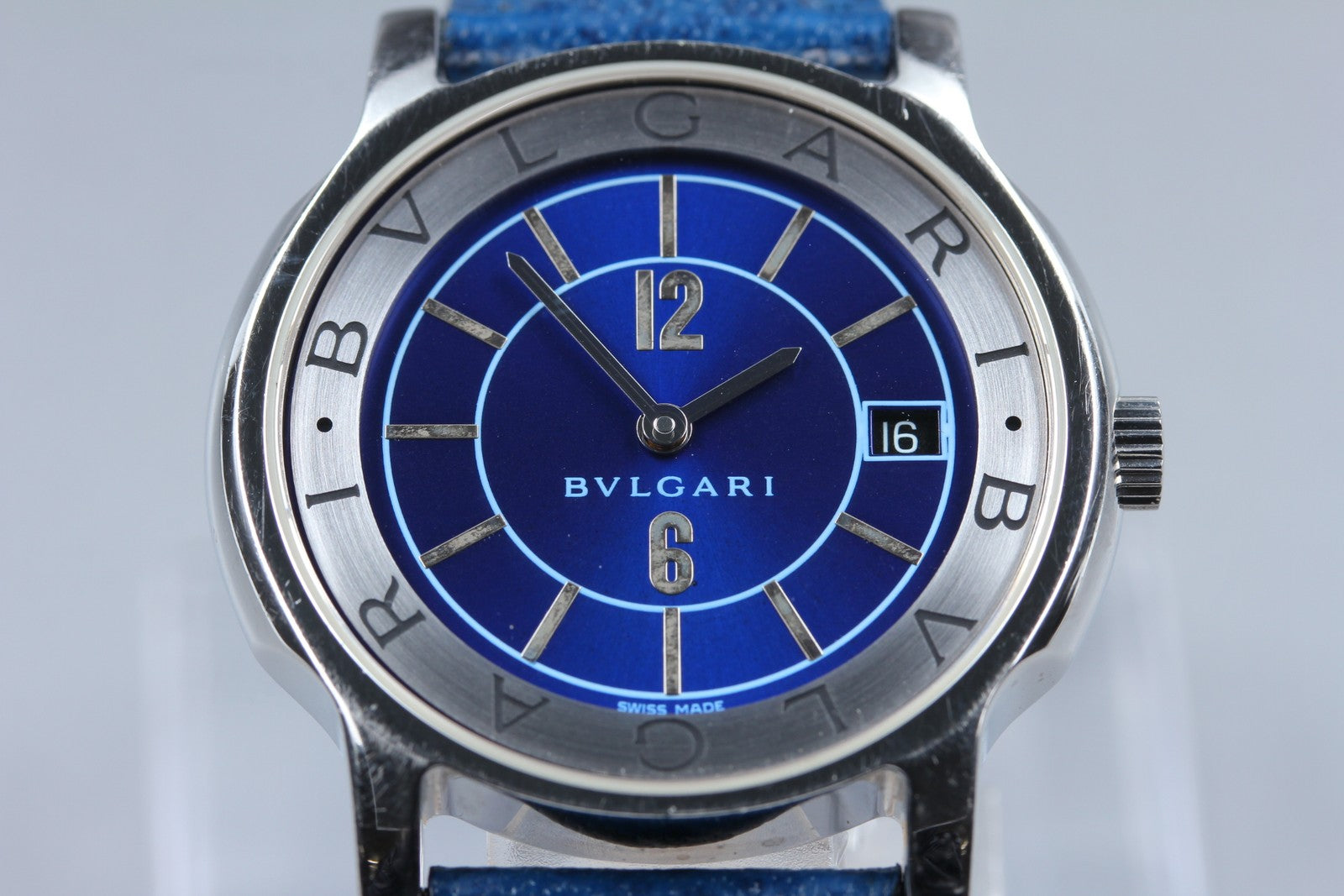 [Exc+5 Box] BVLGARI Solotempo ST35S 35mm Blue Dial Unisex Quartz Watch