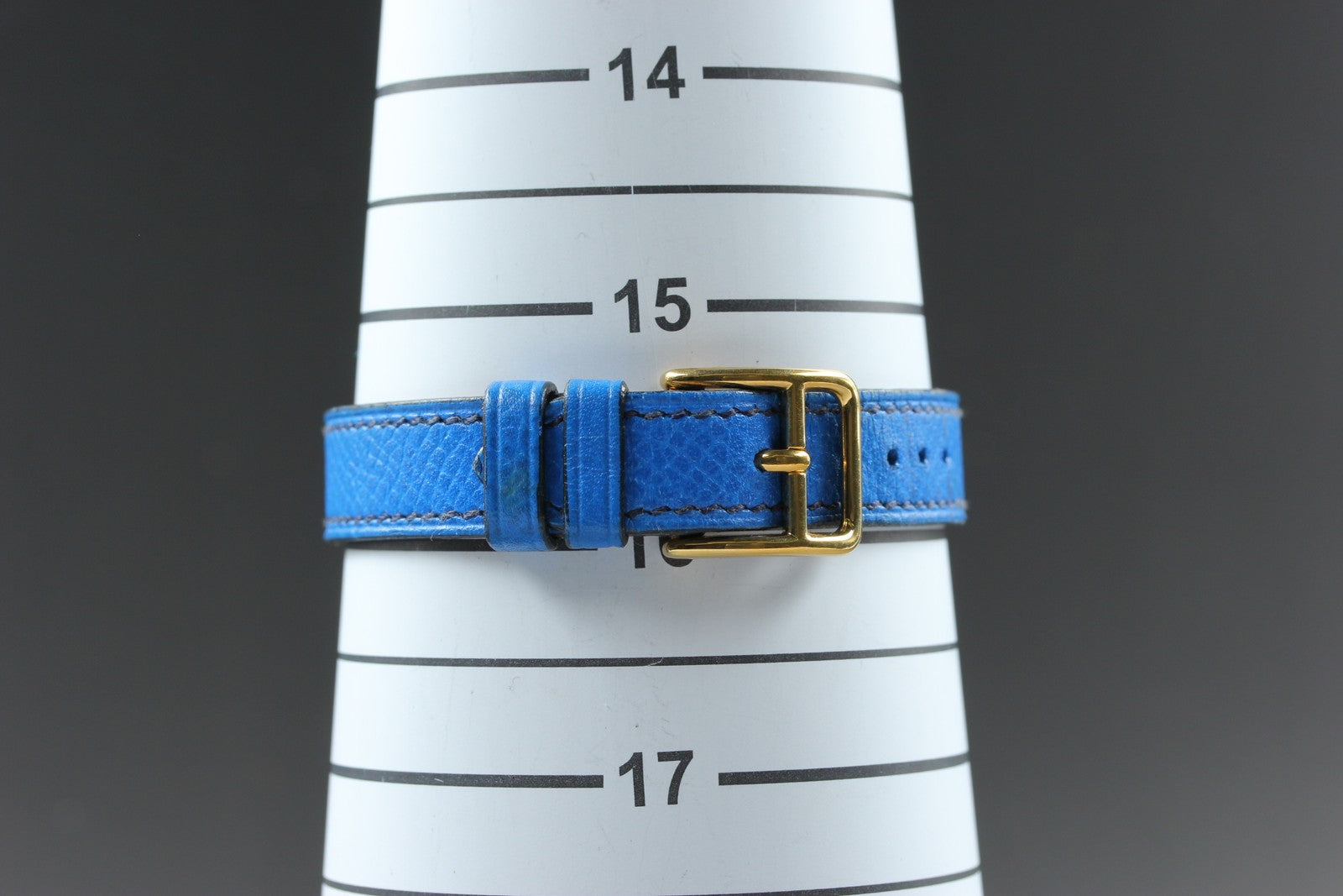HERMES Kelly Watch Gold Dial Blue "U" 20mm Woman's Watch Quartz Vintage [w/Box]