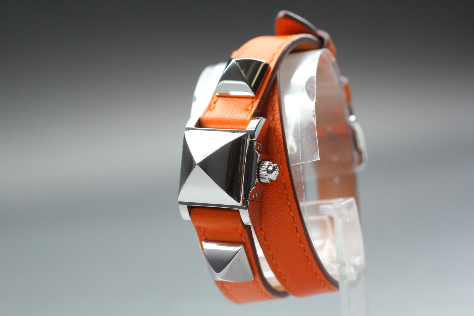 [Exc+5] HERMES Medor ME2.110 Silver Orange 17mm Woman's Watch Quartz From JAPAN