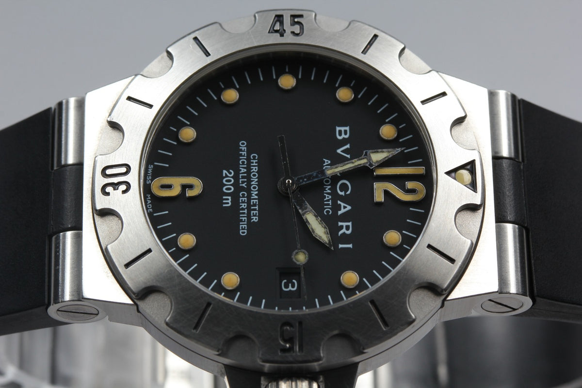 BVLGARI Diagono Scuba SD38S Black Dial Rubber 38mm Automatic Men's Watch [Box]
