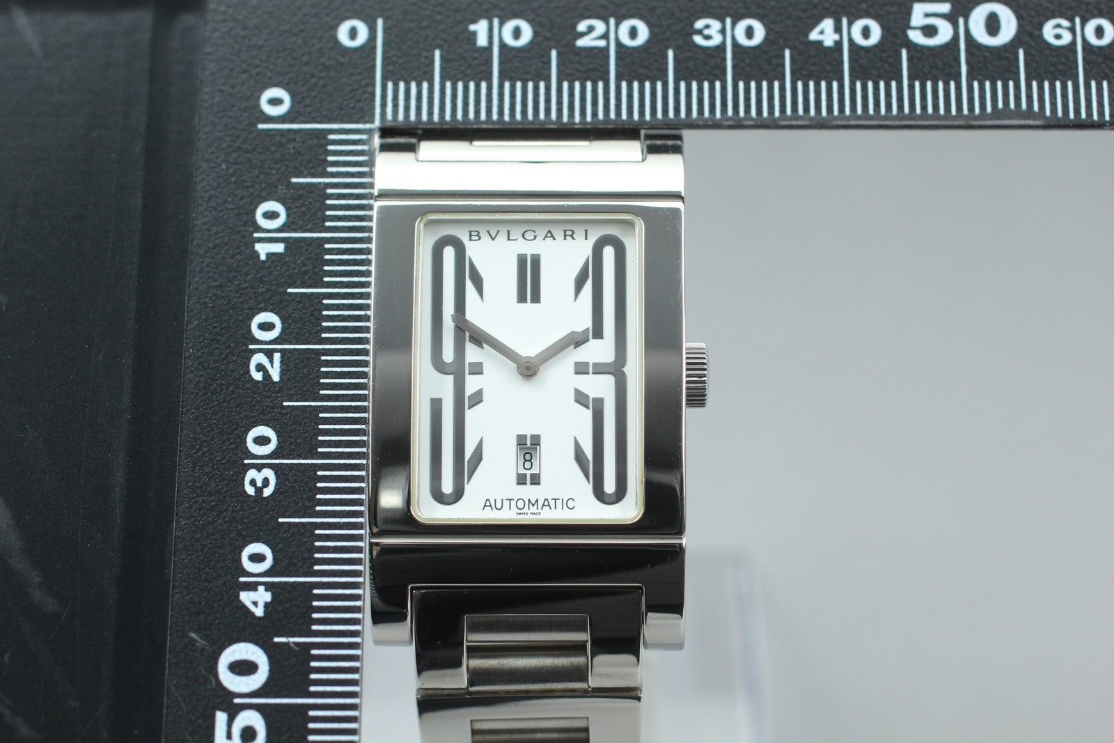 [Exc+5 Box] BVLGARI Rettangolo RT45S Automatic Date White Dial 26mm Watch JAPAN
