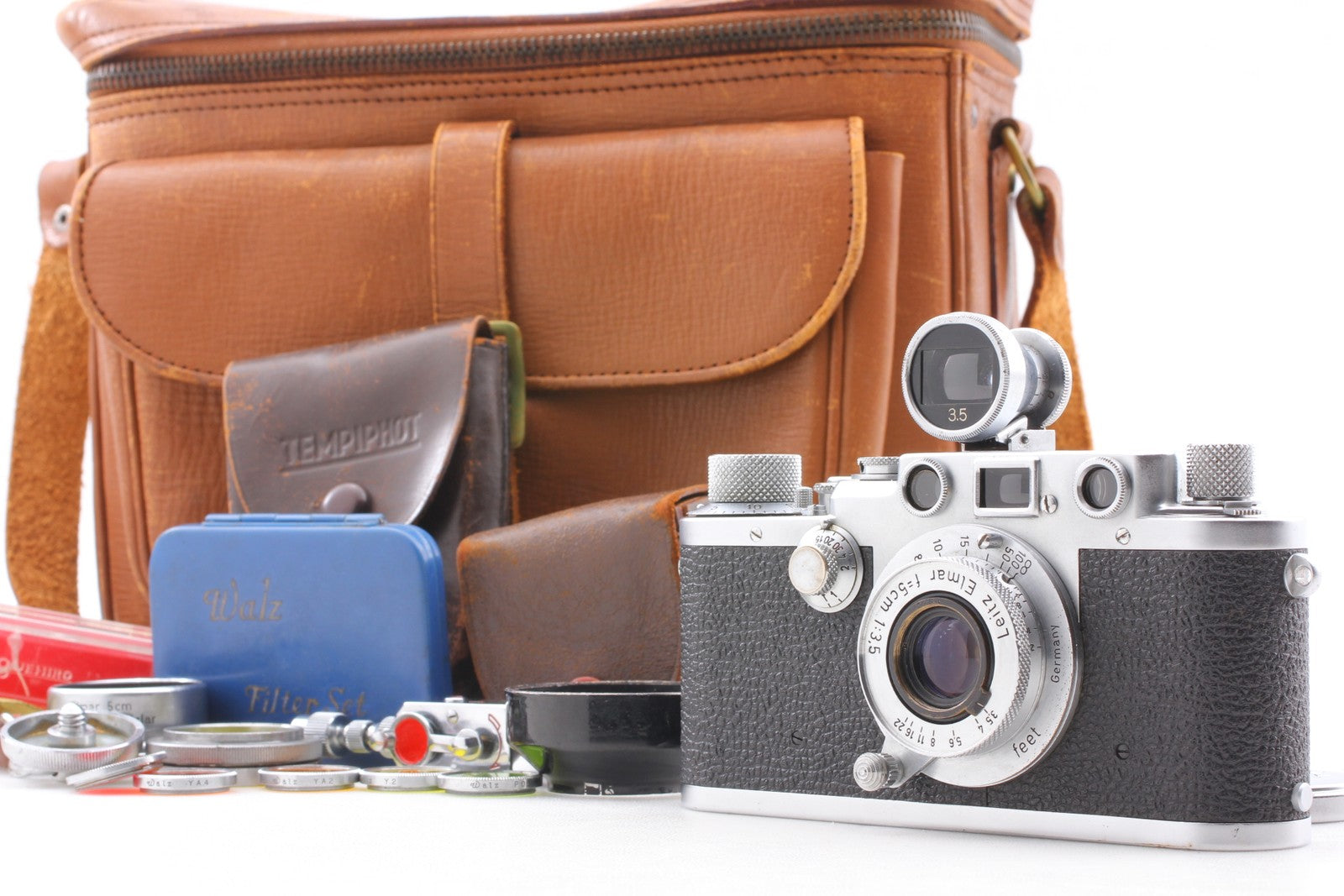 [N MINT w/ Finder Case] Leica IIIf Film Camera + Elmar 5cm 50mm f3.5 Lens JAPAN