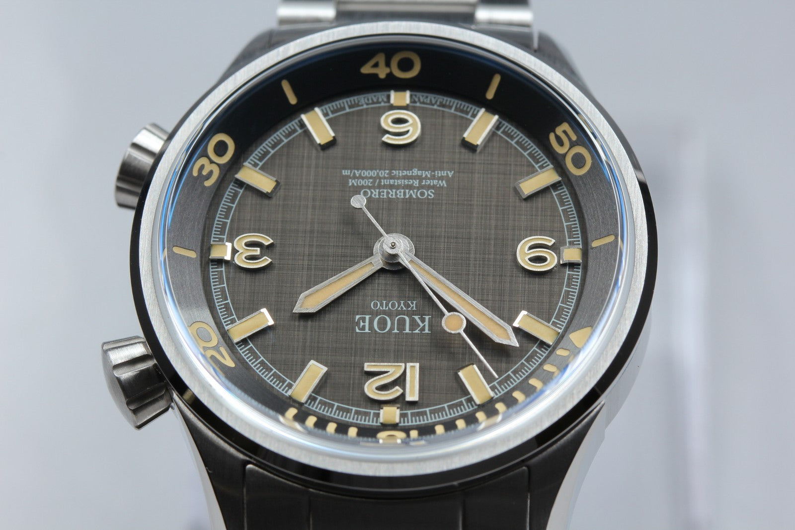 KUOE KYOTO SOMBRERO 90-011 38mm Linen Dial Automatic Men's Watch JAPAN [Box]