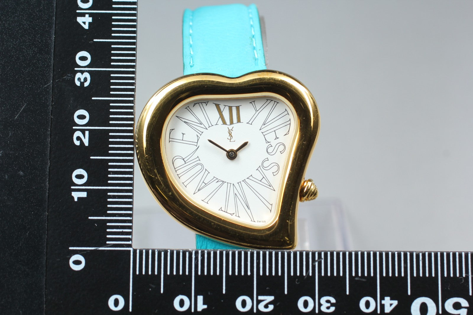 [Exc+5 Box] Yves Saint Laurent Heart Gold Turquoise 30mm Women's Watch Quartz