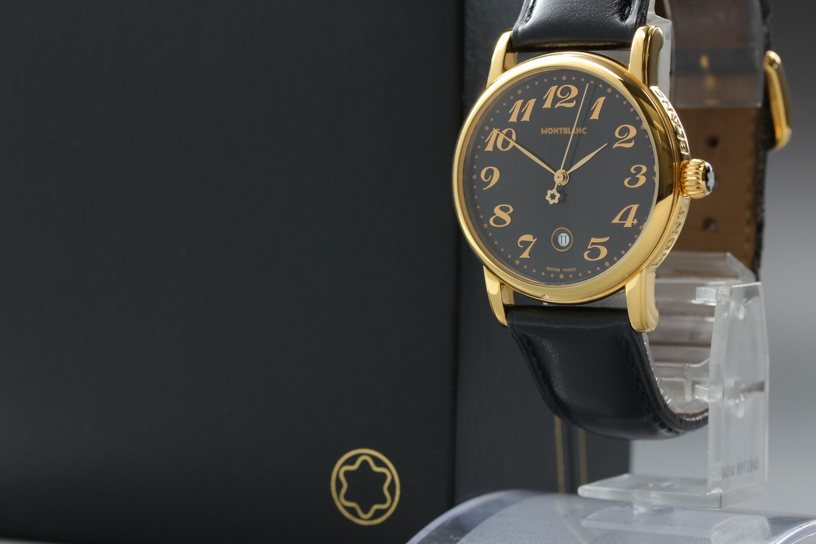 New Batt MONTBLANC Meisterstuck 7005 Quartz Black Men's Watch 31mm JAPAN Box
