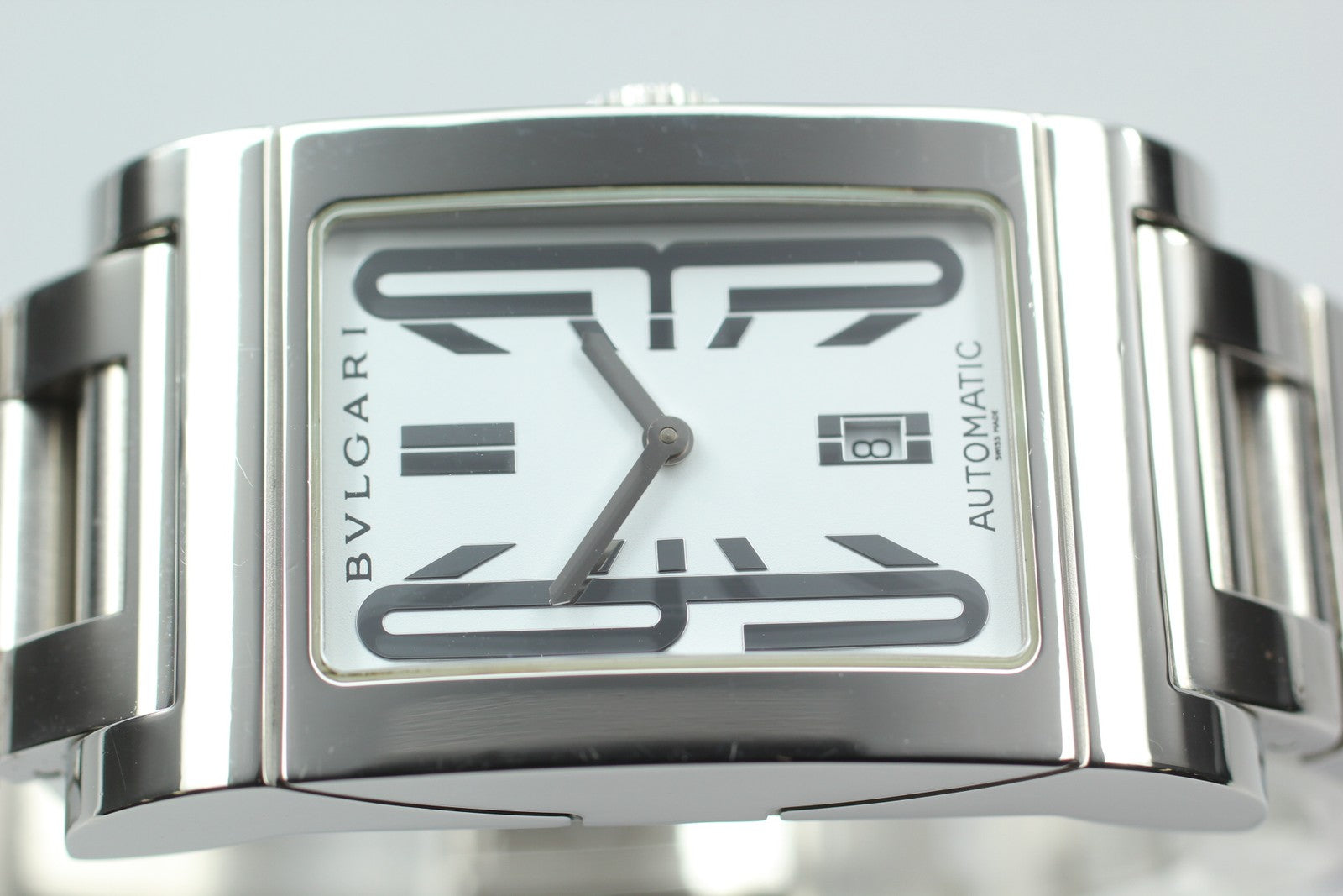[Exc+5 Box] BVLGARI Rettangolo RT45S Automatic Date White Dial 26mm Watch JAPAN
