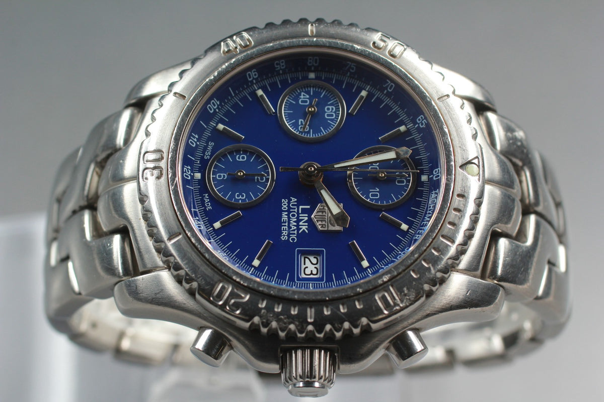 TAG Heuer Professional CT2110 Chronograph Blue Automat Men's Watch 41mm JAPAN