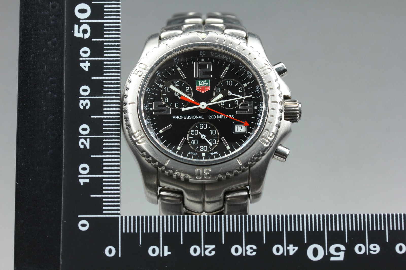 TAG HEUER Link CT1111 Quartz Chronograph Black Men's Watch 40mm JAPAN Box