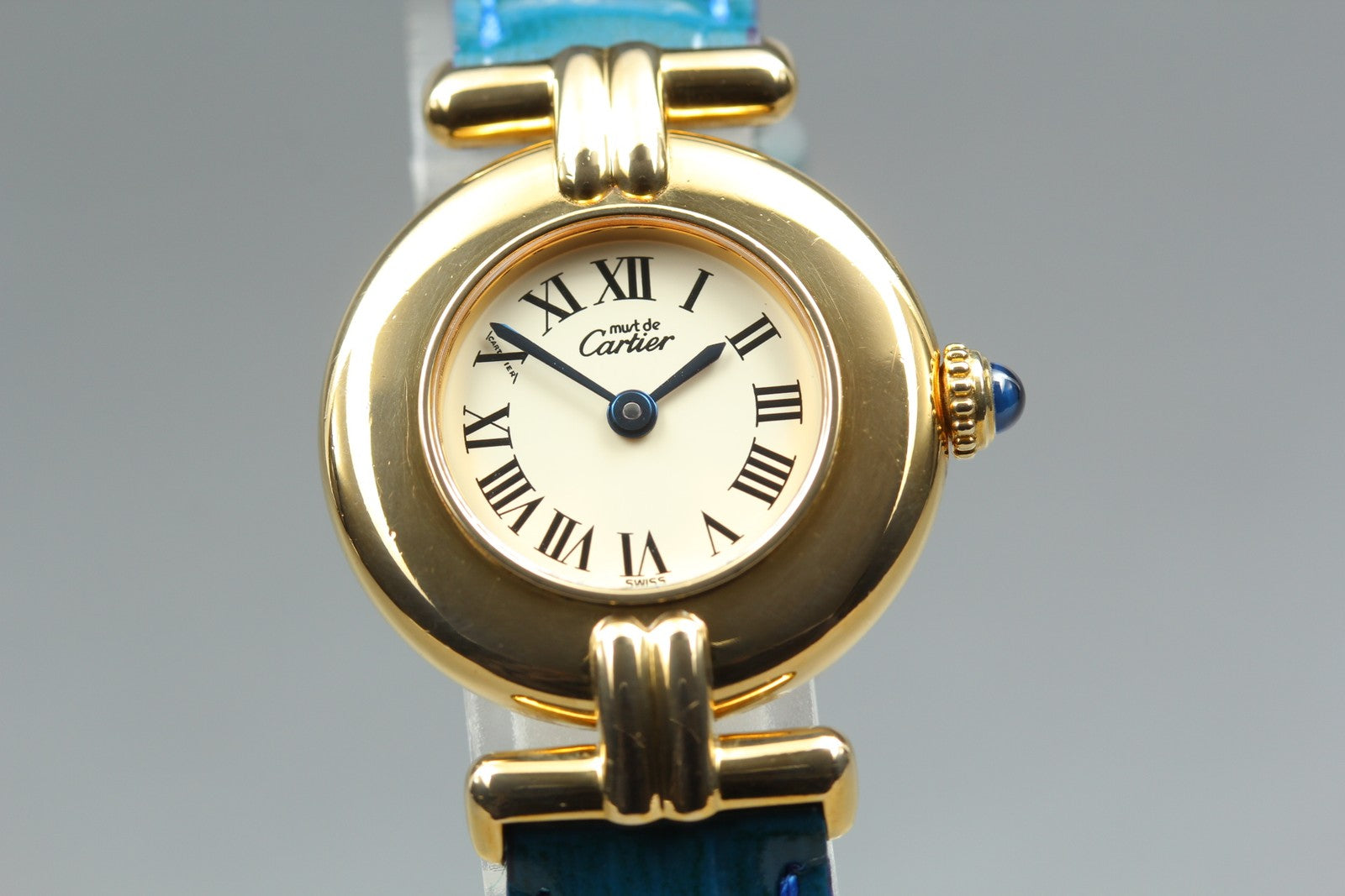 Vintage [ Near MINT- ] Cartier Must Colisee Vermeil 590002 Blue Women's Qz Watch