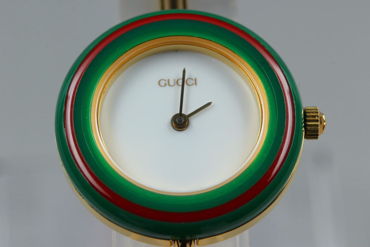 GUCCI Change Bezel 11/12.2 12Color Quartz Women's Watch 25mm JAPAN Box New Batt