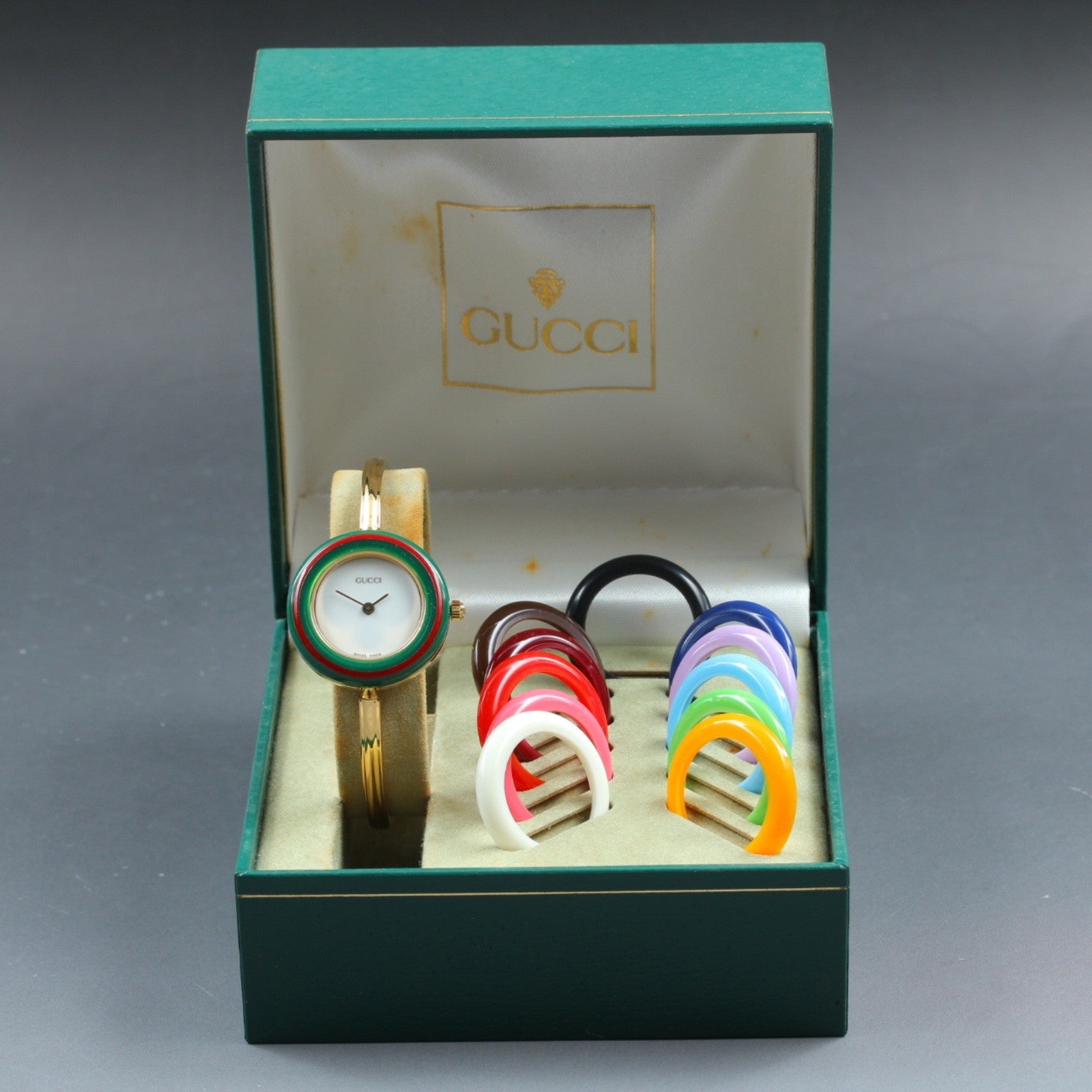 New Batt Gucci Change Bezel 11/12.2 12Color Women's White Quartz Watch JP