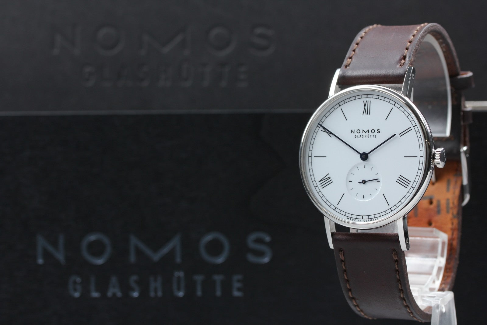 NOMOS GLASHÜTTE Ludwig 38 Small Second Manual Wind White Brown Men's Watch [Box]